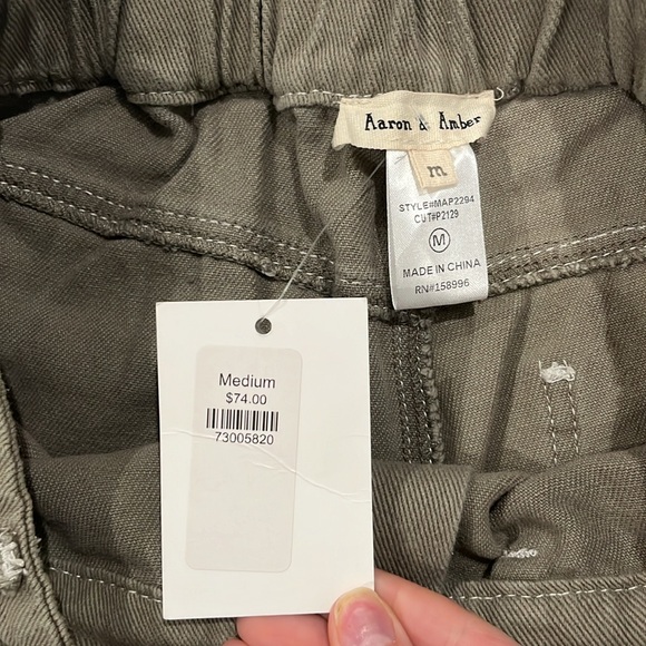 Aaron & Amber Wide Leg Denim Cargo Pants Beige - Picture 3 of 4